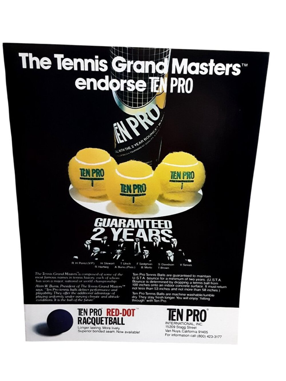 1977 TEN PRO Tennis Balls Ad Tennis Grand Masters Endorse Sports Wall Art